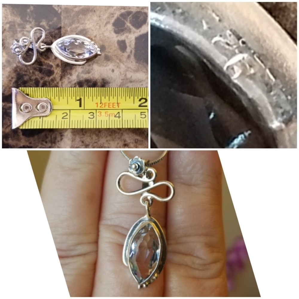 5ct White Topaz Pendant 1.25" - Picture 4 of 4